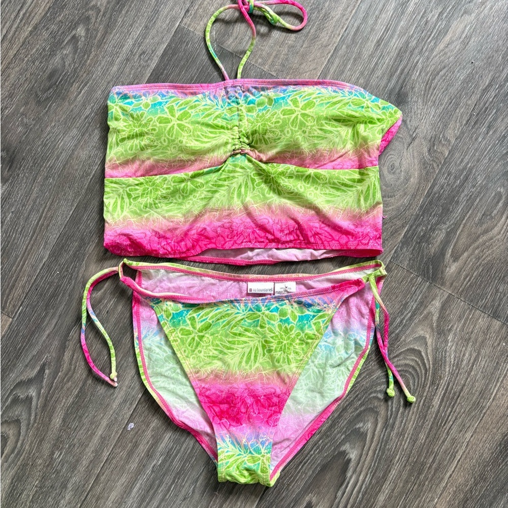 VTG Y2K multi color floral tankini halter top NWT